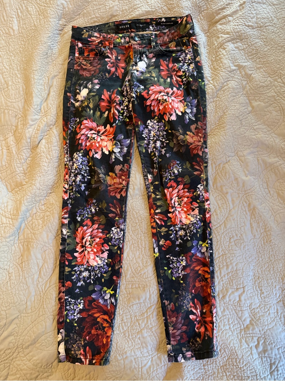 Guess Floral Print Women's Jeans - Black Multi